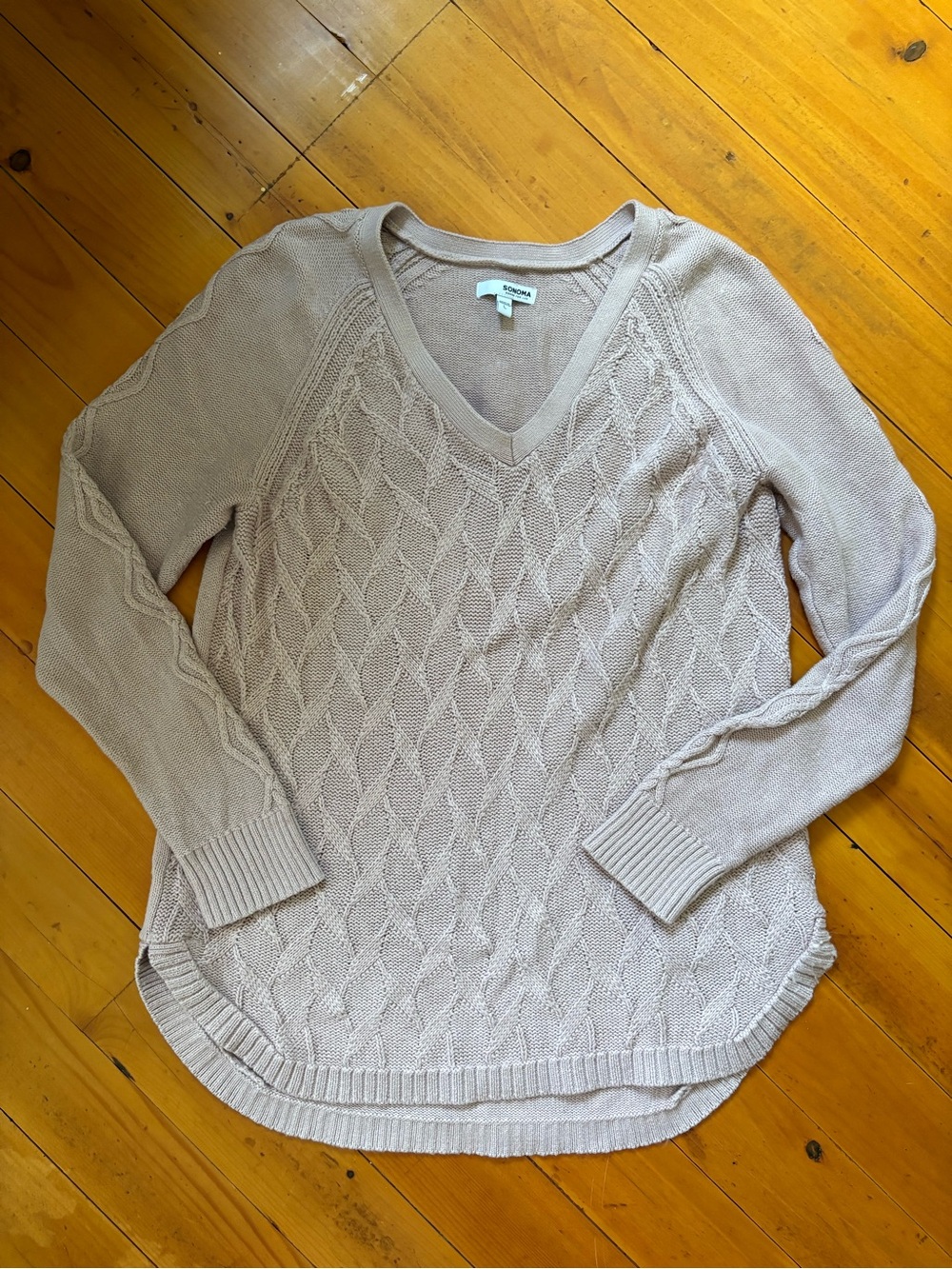 Sonoma pink Cable Knit V-Neck Sweater